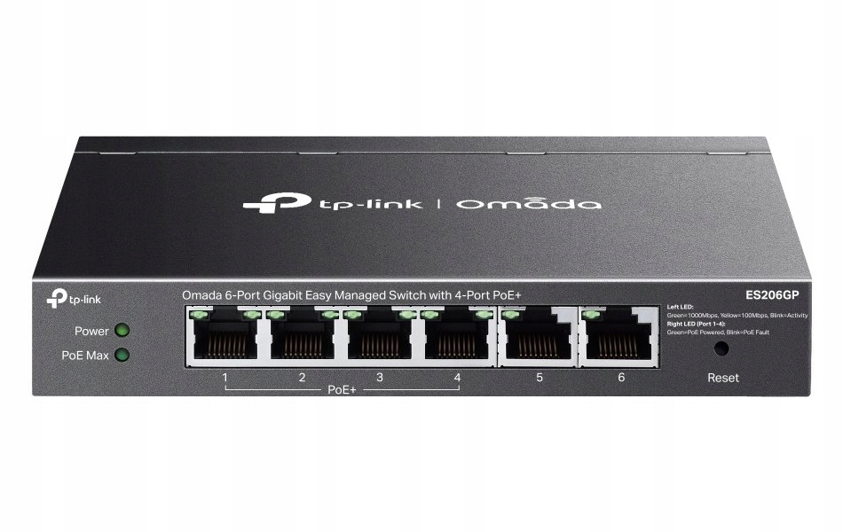 TP-Link ES206GP, Omada 6-Port Gigabit Easy Managed Switch, 2x Glan, 4x Glan