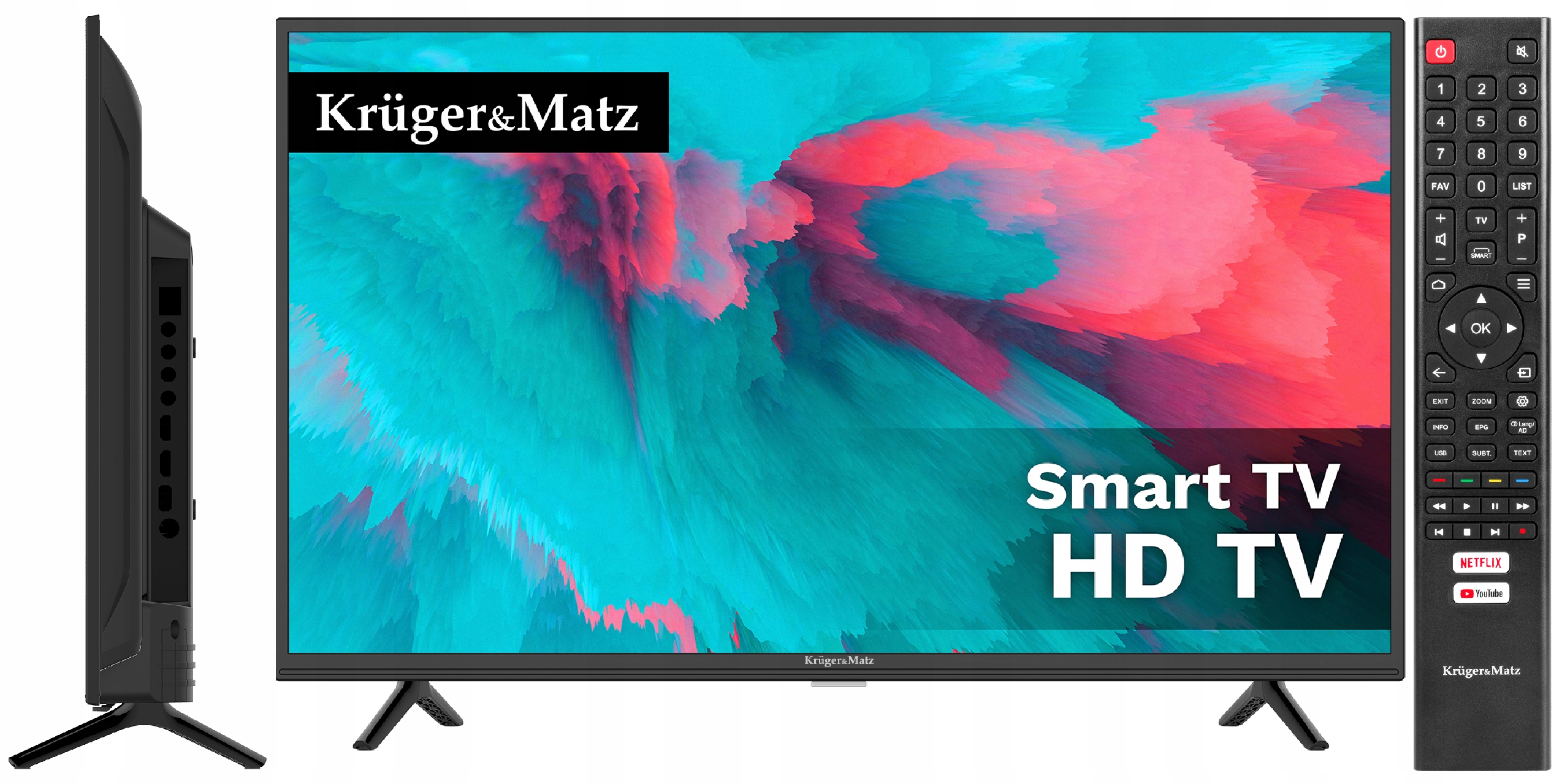 TELEWIZOR 32'' KRUGER&MATZ HD DVB-T2 HEVC SMART TV WI-FI YOUTUBE NETFLIX