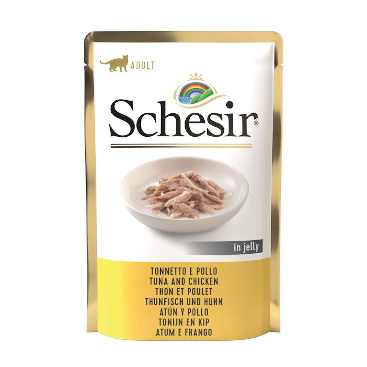 Levně 4x Schesir Kočka kapsička 85g Tuňák Kuře v želé /20