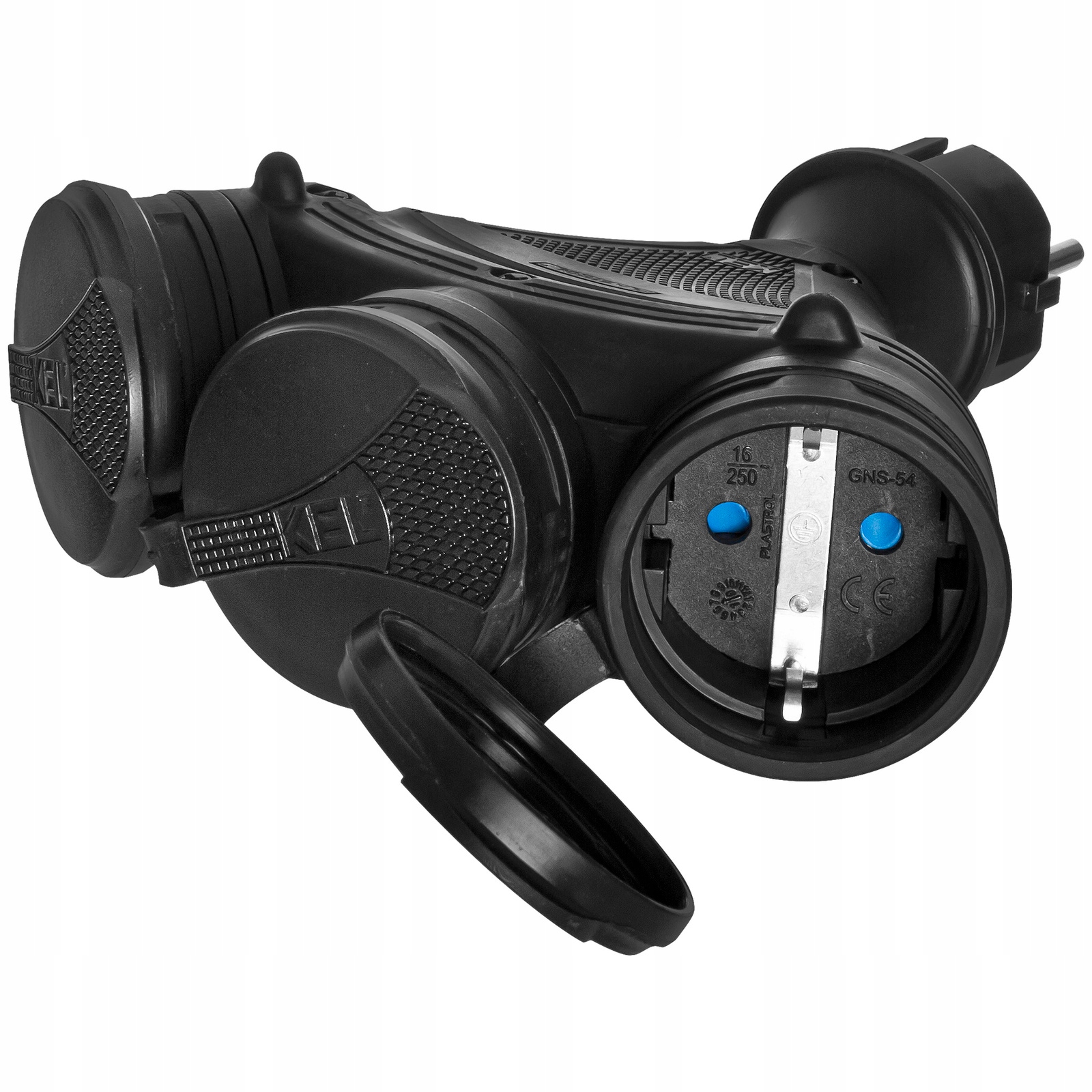 Rozbočka černý R-X3/44S IP44 3×2P+Z 16A 250V Schuko