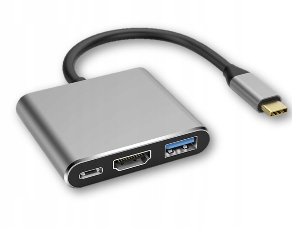 PRZEJŚCIÓWKA ADAPTER STACJA DOKUJĄCA 3W1 HUB USB-C HDMI 4K