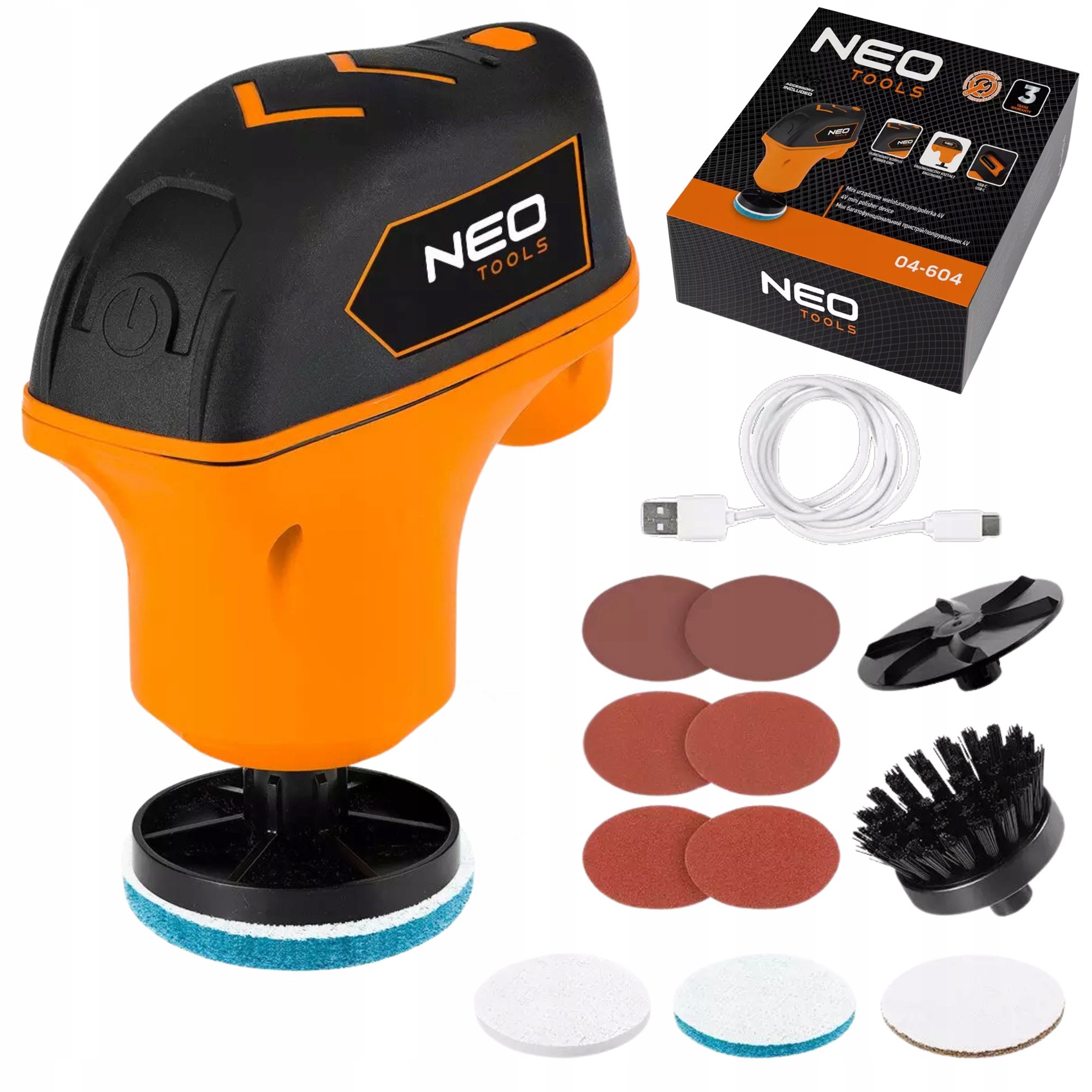 Mini urządzenie wielofunkcyjne polerka 4V Usb-c akcesoria 12szt Neo Tools