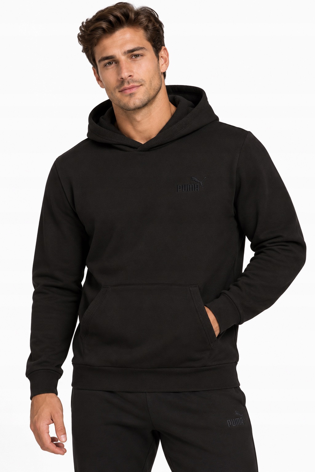 3248 Pánská Mikina Puma Klokanka S Kapucí Sportovní Bavlněná Černá 2XL