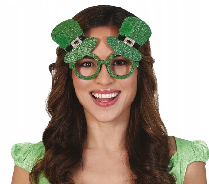 OKULARY ZIELONE Z KAPELUSZAMI SW. PATRYK BROKATOWE
