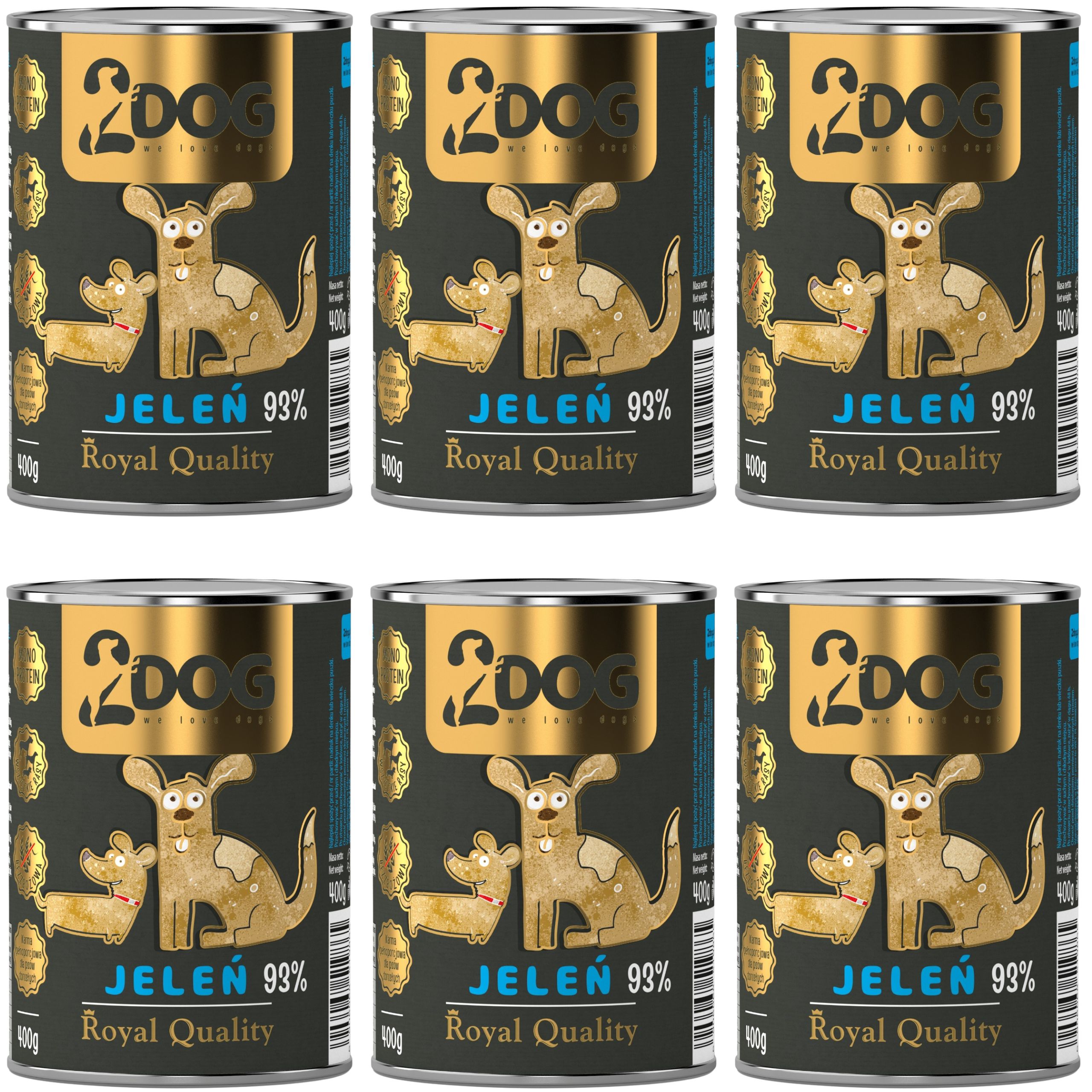 Levně Vlhké krmivo pro psy Jelen 2Dog Royal Quality 6 x 400 g