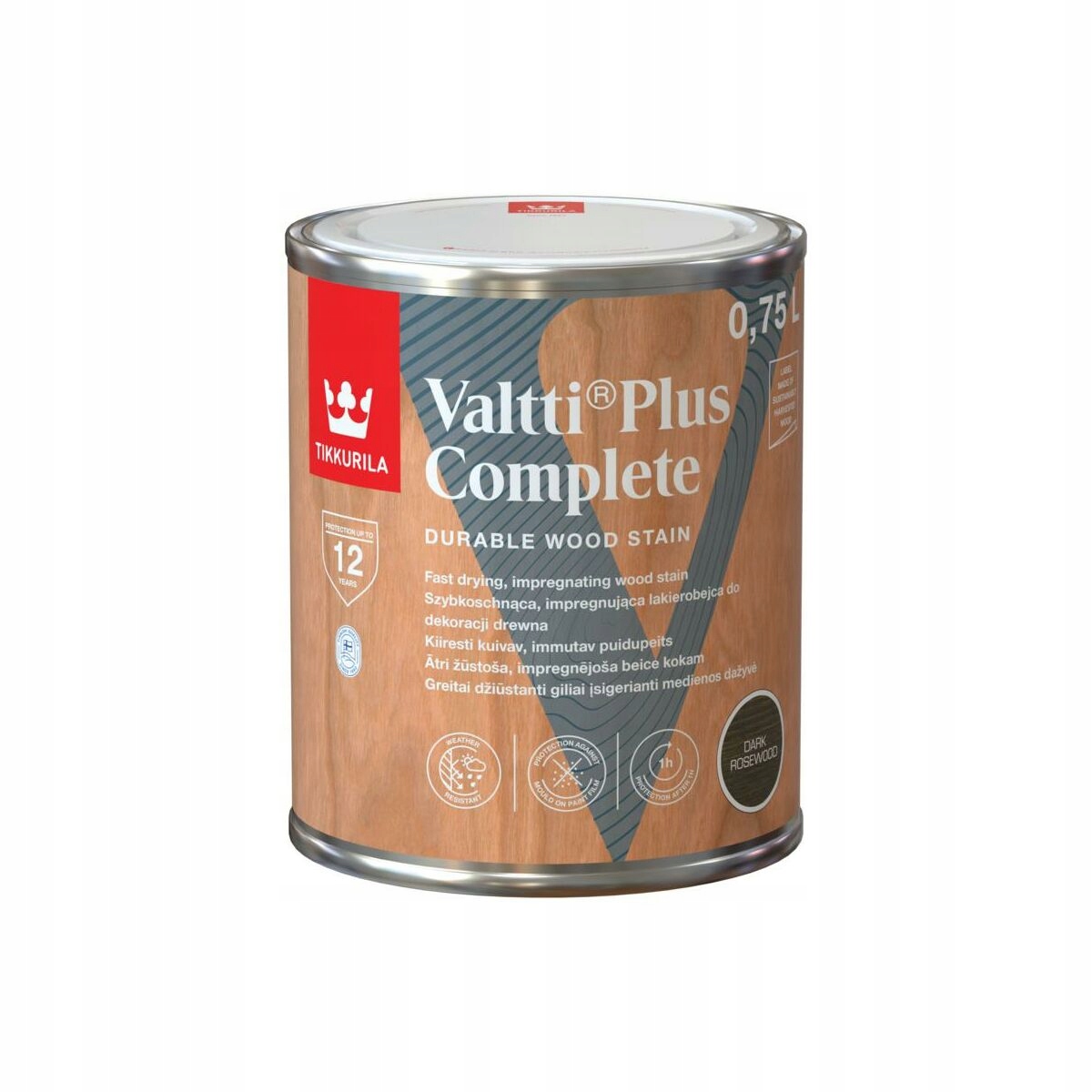 Tikkurila VALTTI PLUS COMPLETE 0,75l DARK ROSEWOOD Lakierobejca Wodna