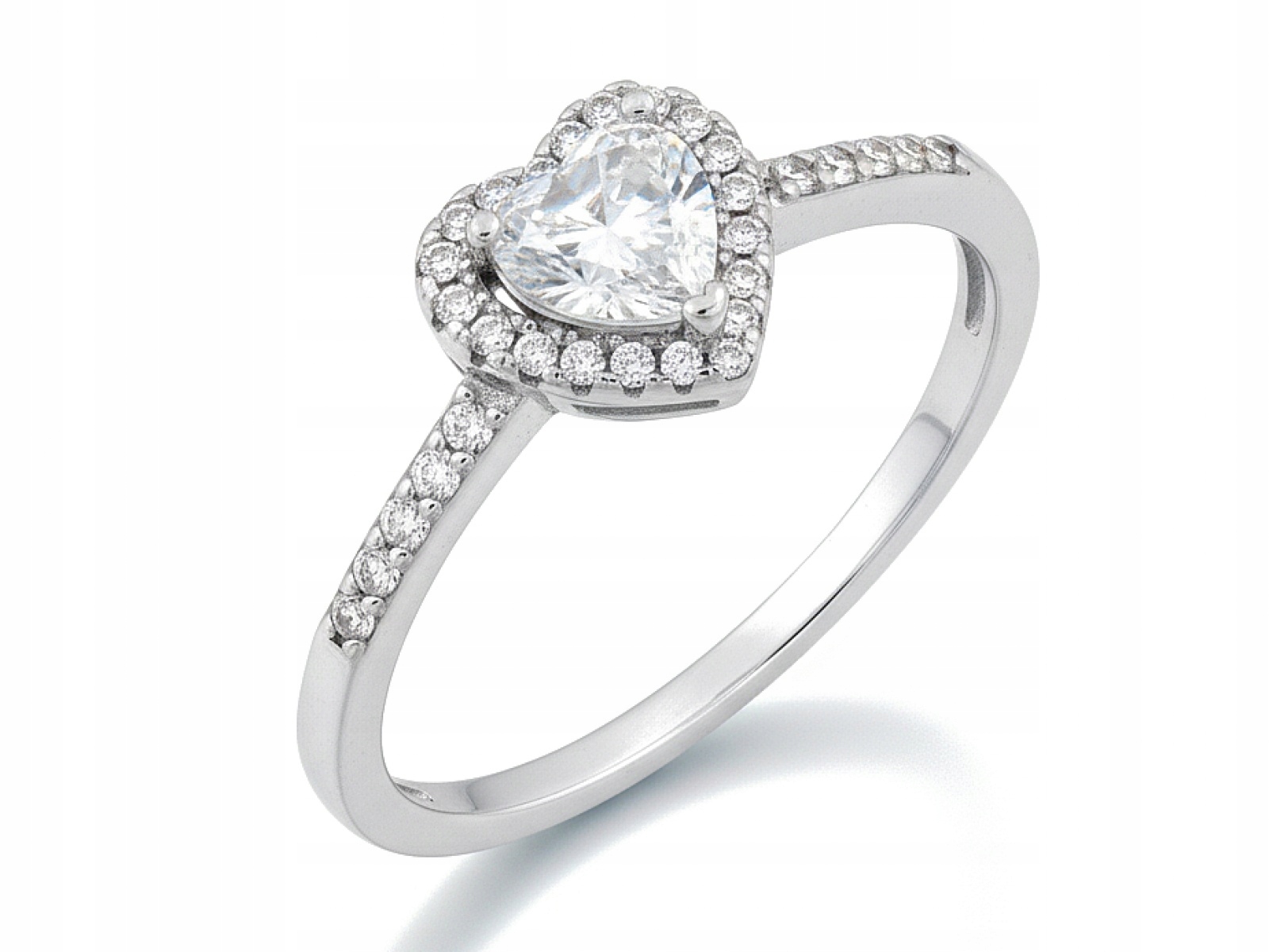 Stříbrný prstýnek 925 srdíčko s zirkony, elegantní design pro ni 16