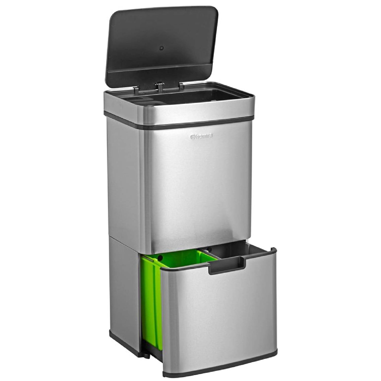 Kosz na śmieci 3+1 przegródkami ze stali nierdzewnej i z czujnikiem ruchu