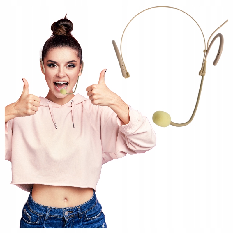 MIKROFON NAGŁOWNY HEADSET CIELISTY NUDE NIEWIDOCZNY PROFESJONALNY