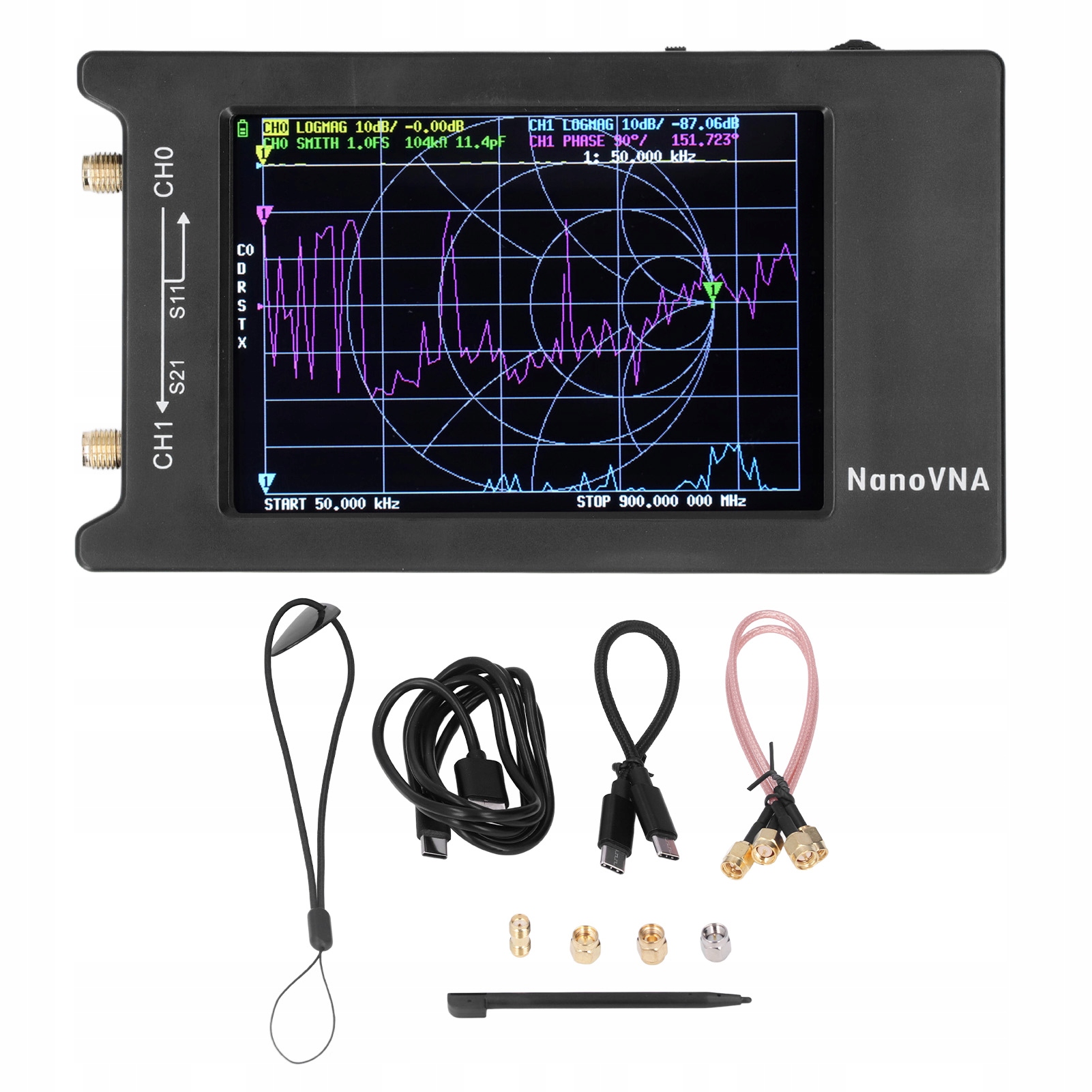 NanoVNA H4 analizator sieci wektorowej 300MHz
