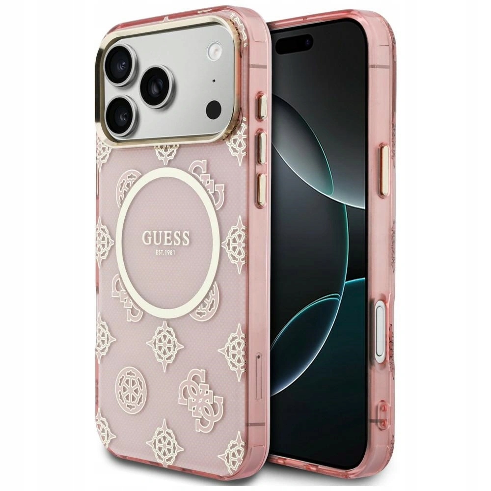 Pouzdro Guess IML Peony Dot MagSafe pro iPhone 17 Pro Max růžové