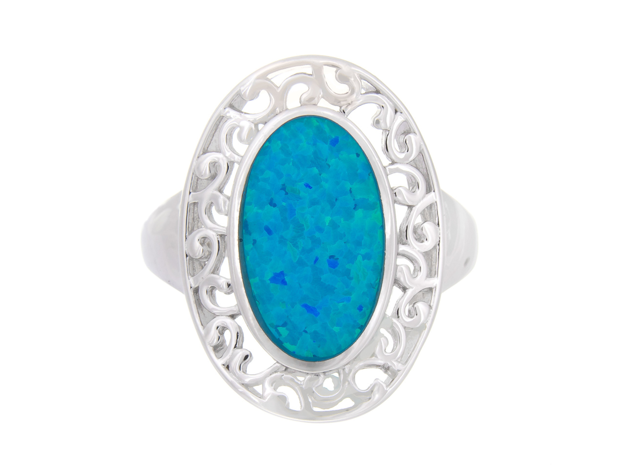 Vel Stříbrný Prstýnek 0,14 S Opálem 24 MM Dárek