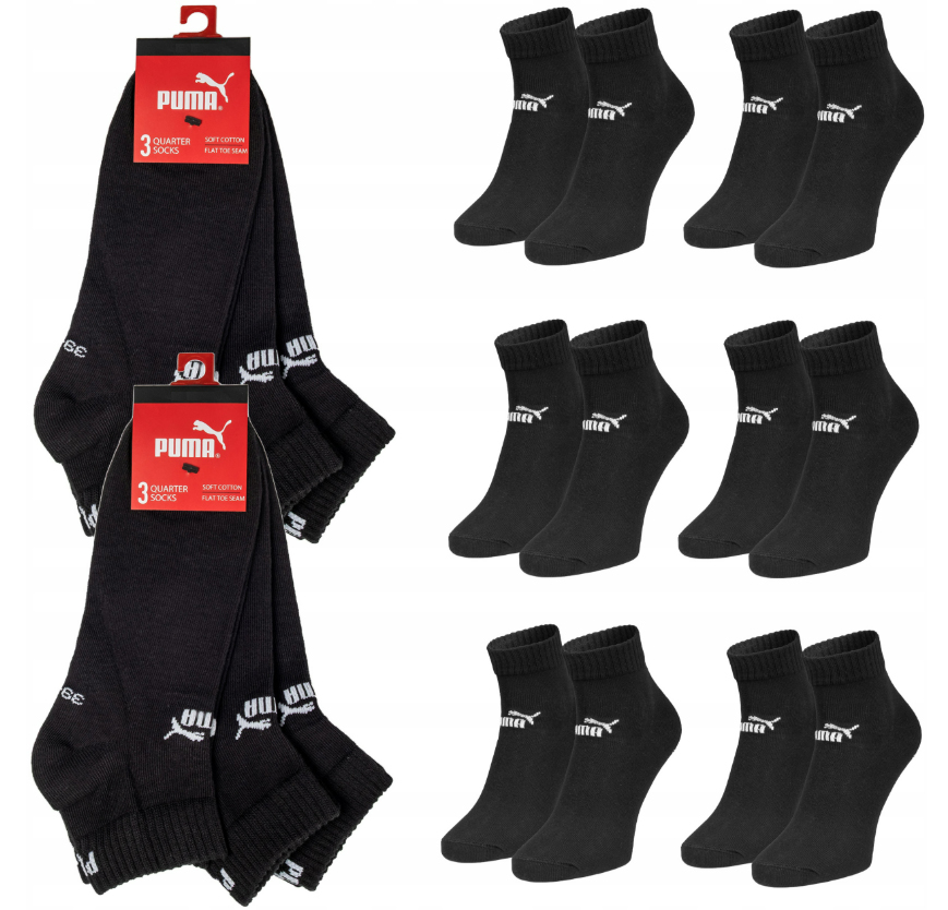 6 PAR PUMA SKARPETY ZAKOSTKI CZARNE 43-46
