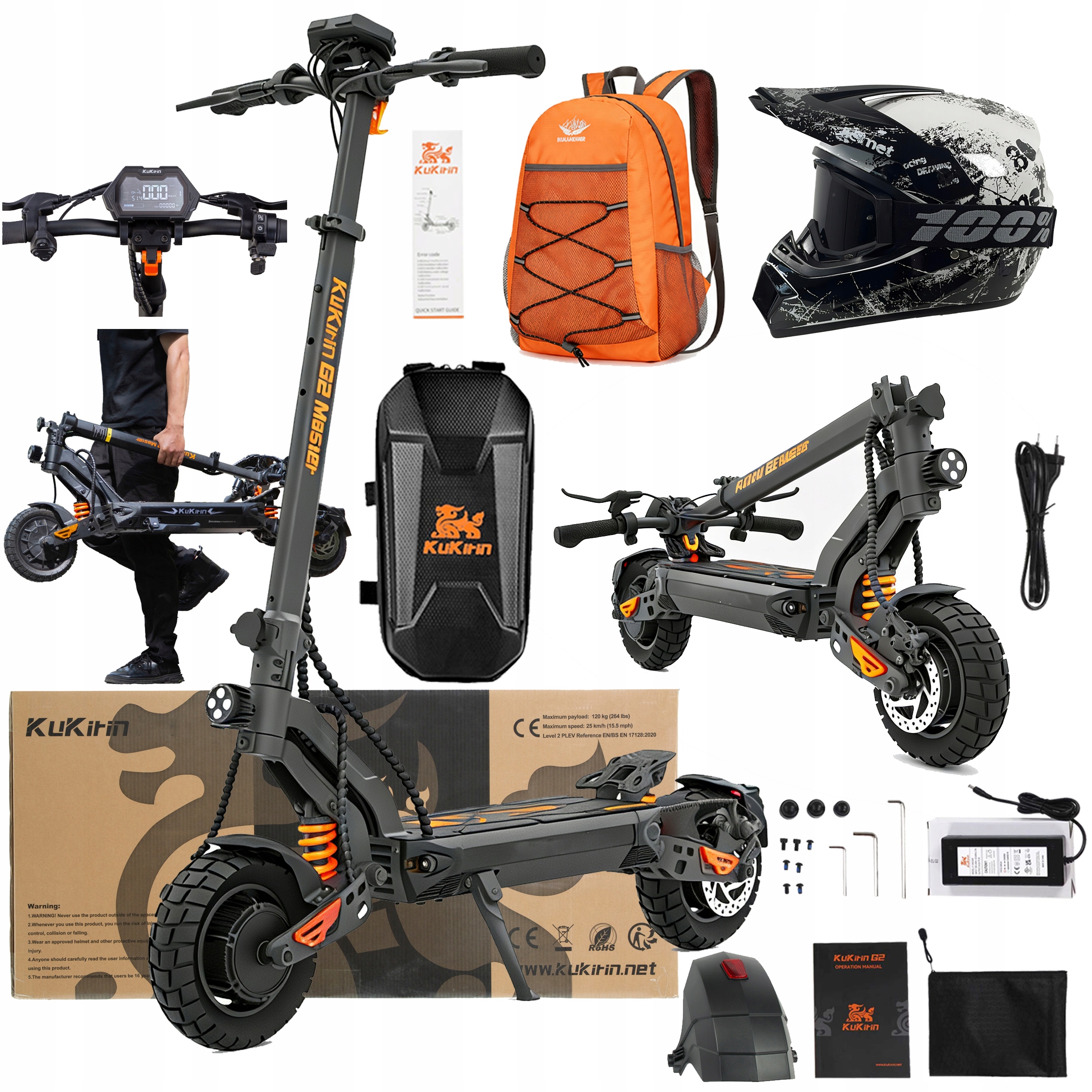 KuKirin G2 Master terenowy 2000W 52V 20,8AH 60KM/H 70KM 10" +3Prezentów Pl