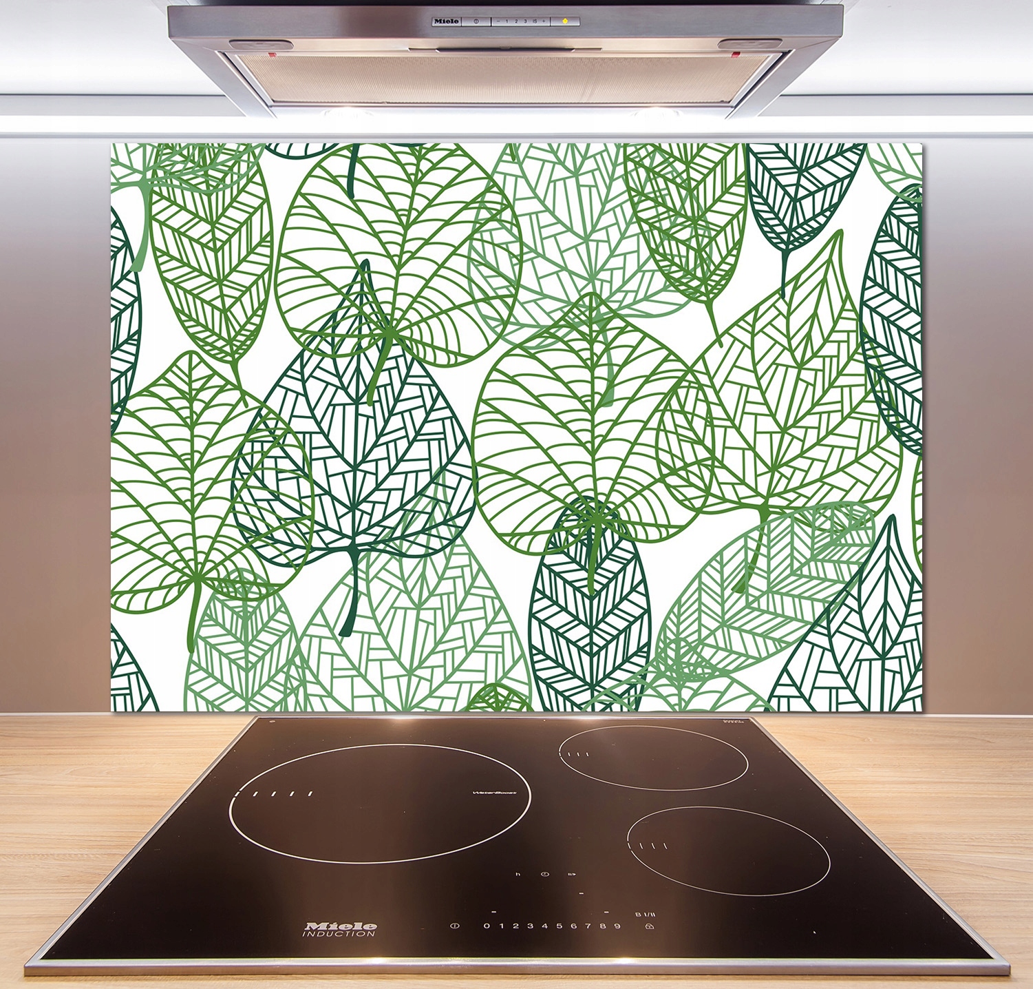 

Panel lacobel Zielone liście wzór 100x70 cm + Klej