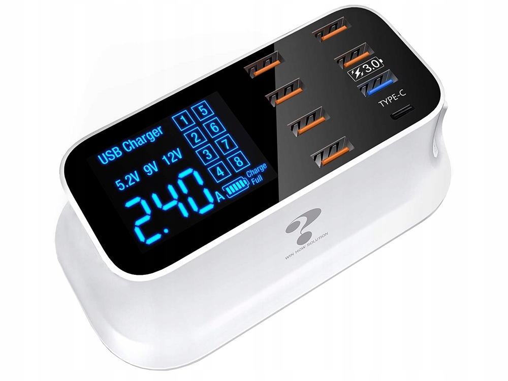 Szybka Ładowarka Do Telefonu 8 x Usb Qc 3.0 Typ C