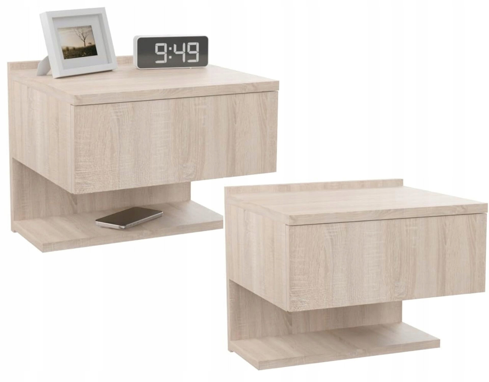 Sada 2 Kusov Nočných Stolíkov Závesný Dub Torro So Zásuvkou A Poličkou 35x32 CM