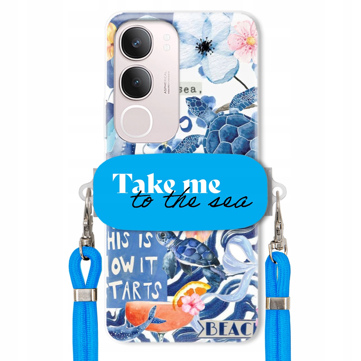 Puzdro pre Vivo Y19S 4G Premium Vodítko Modrá Držiak Take Me To The Sea