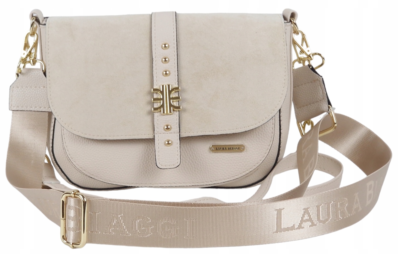 Laura Biaggi Polska Torebka Damska Listonoszka Na Ramię Skóra Eko Beżowa