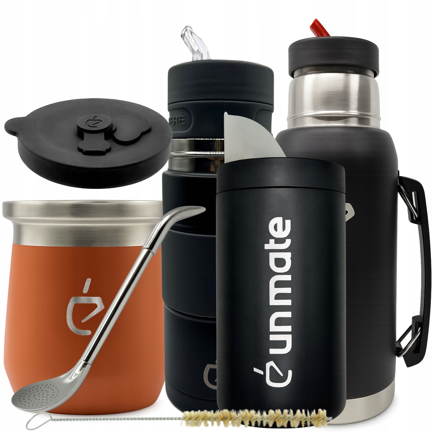 Sada yerba mate Travel 7v1: Termolid DualFlow, yerbomos, bombilla, matero
