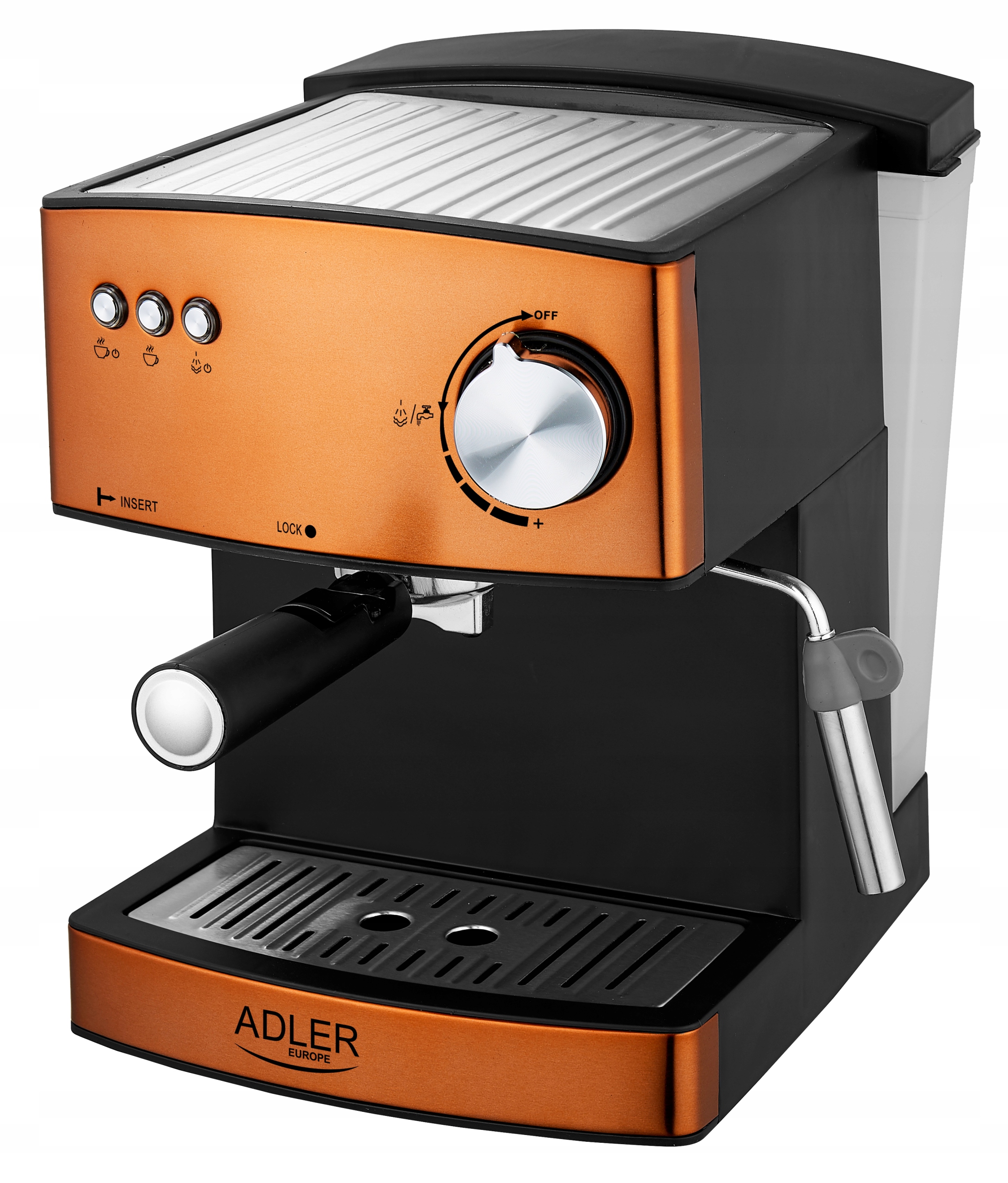 Ekspres do Kawy Ciśnieniowy Kolbowy Adler AD4404CR żółty/złoty 850W-Zdjęcie-0