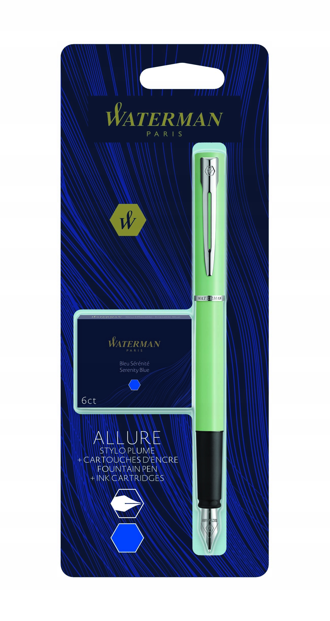 Pióro wieczne Waterman Graduate Allure zielone paczka naboi w blistrze