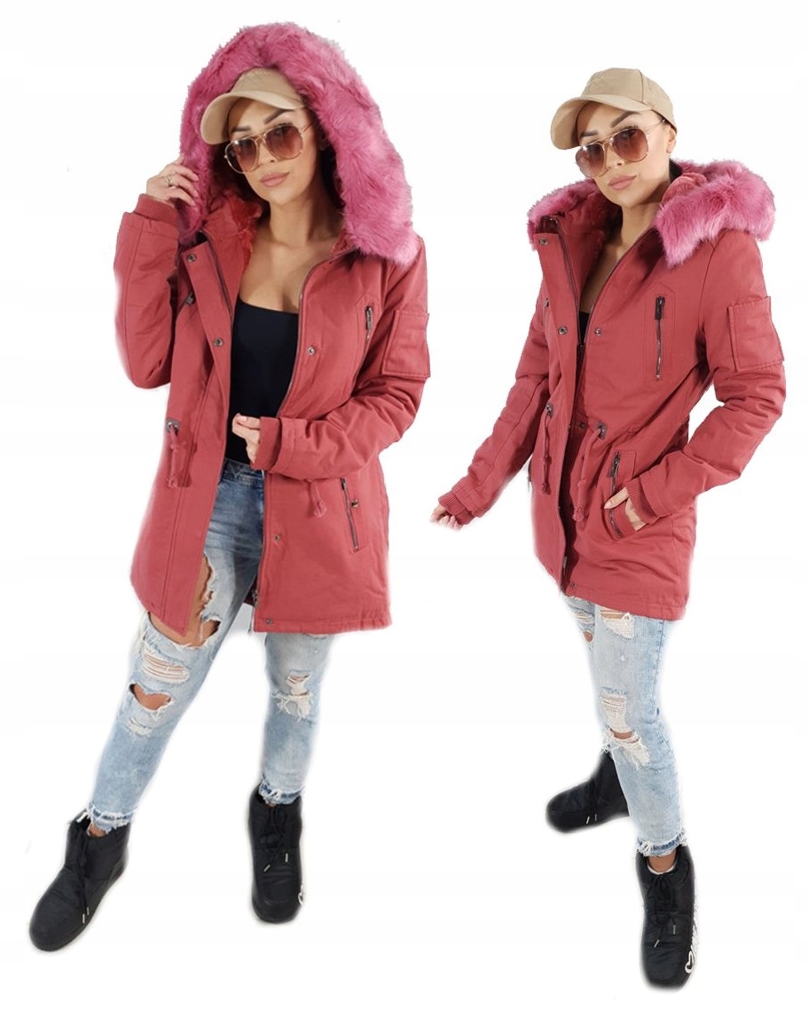 

Ciepla zimowa kurtka damska Parka z misiem 15R XL