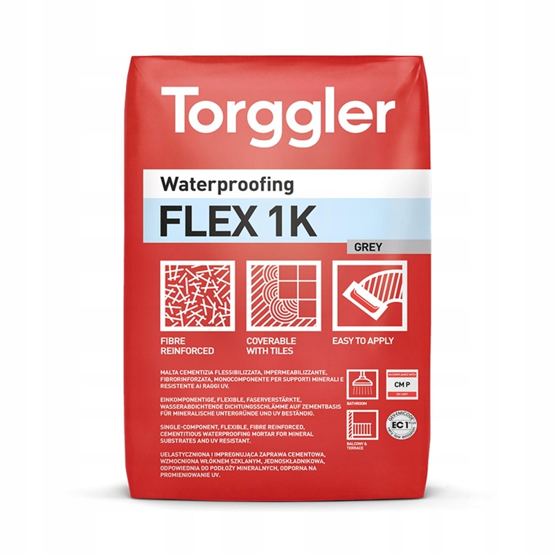 Hydroizolacja Elastyczna Z Włóknami Torggler Flex 1K Przeciwwodna 25KG