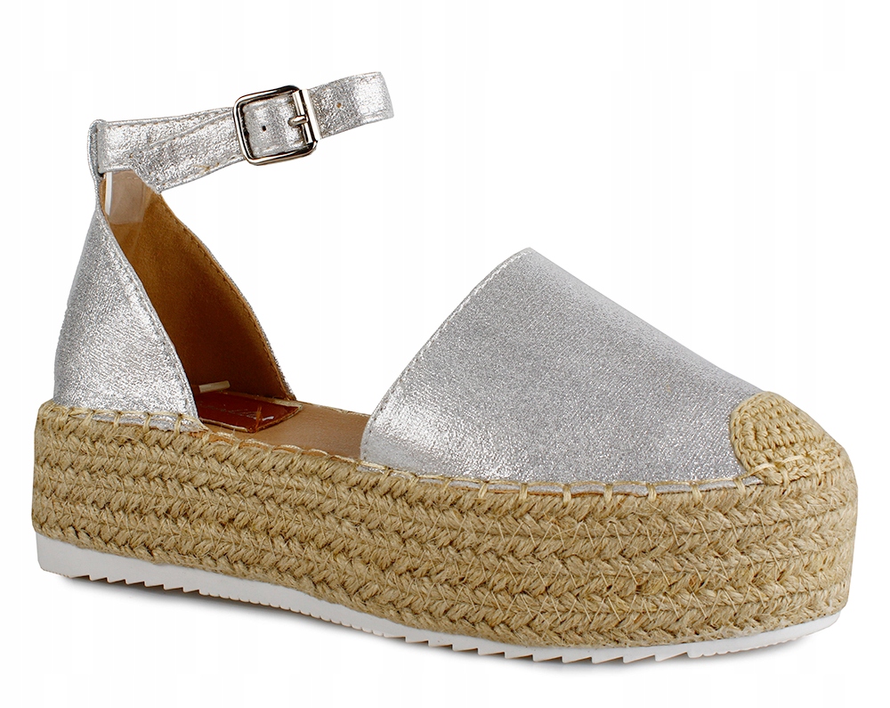 

Espadryle srebrne zamszowe Nude beżowe pasek 39