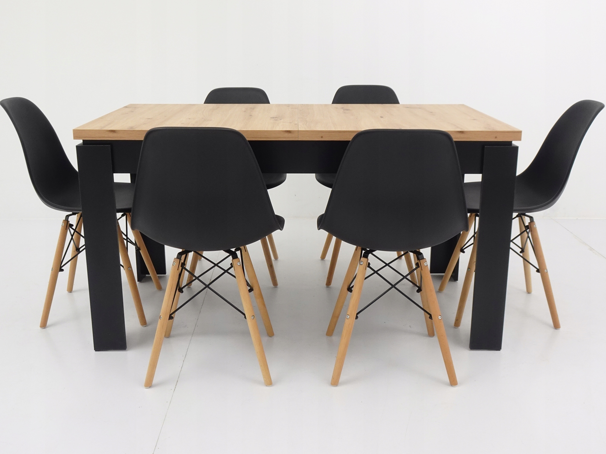 6 krzeseł i stół 80x140/180 blat DĄB ARTISAN salon Kod producenta SL  +  C-8