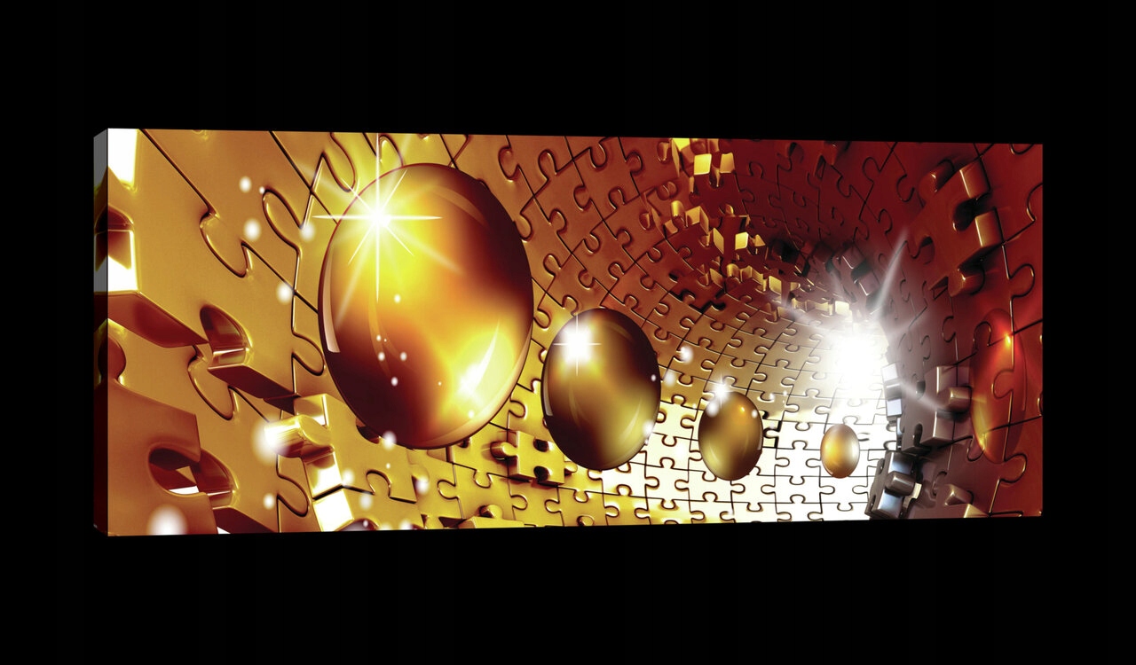 Obraz 145x45 Zlatý tunel puzzle koule světlo dynamika abstrakce portál
