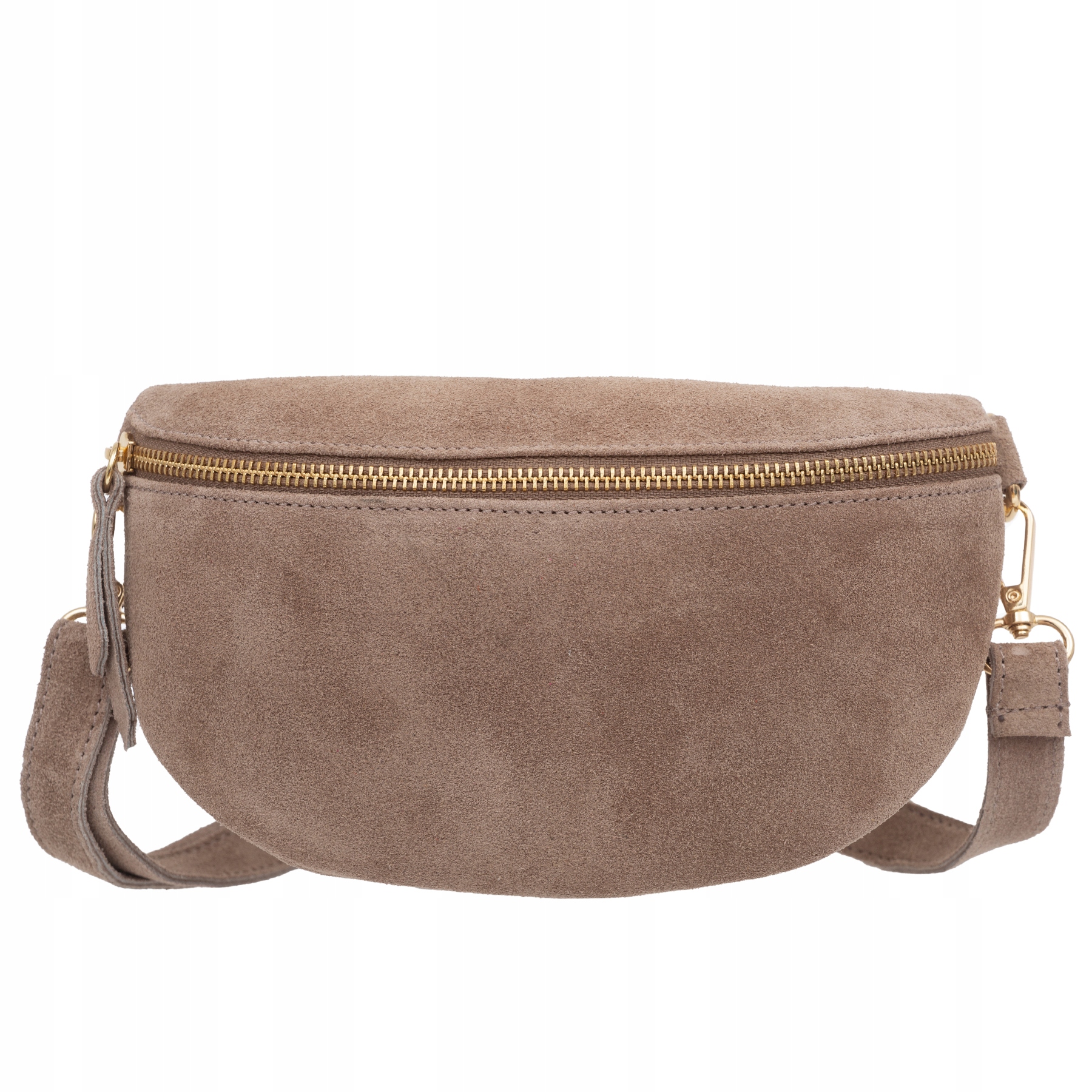 Vera Pelle torebka zamszowa listonoszka saszetka biodrówka nerka Taupe