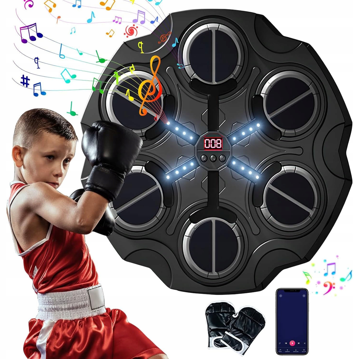 Elektronický štít Boxerská tabule Mma Trenažér Bt s Led hudbou Počítadlo