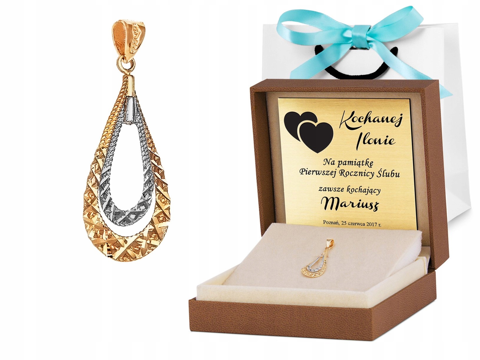 

Złota Zawieszka 333 Łezka Prezent Grawer