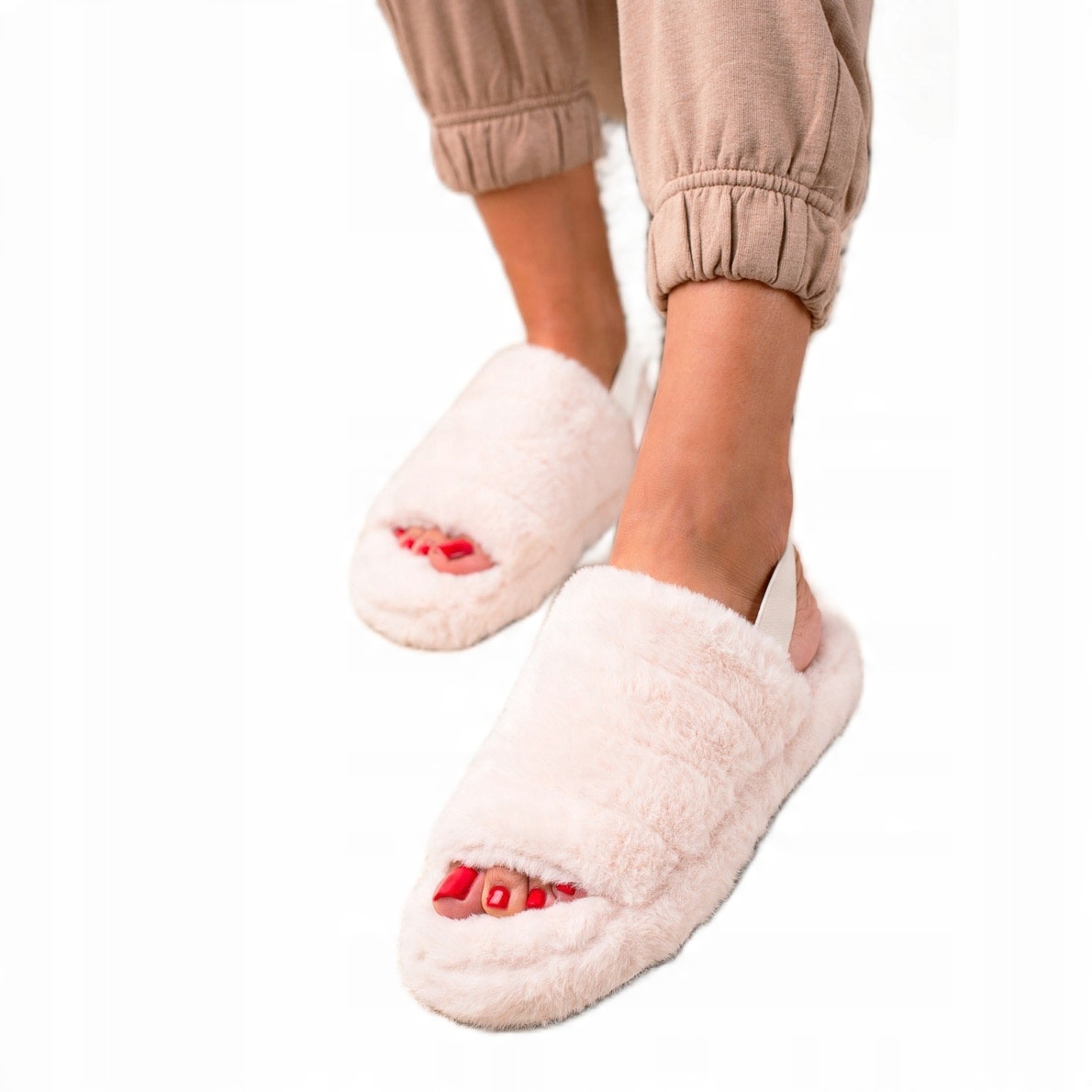 

Beżowy Tkanina Buty Kobiety Kapcie Trendi r.37