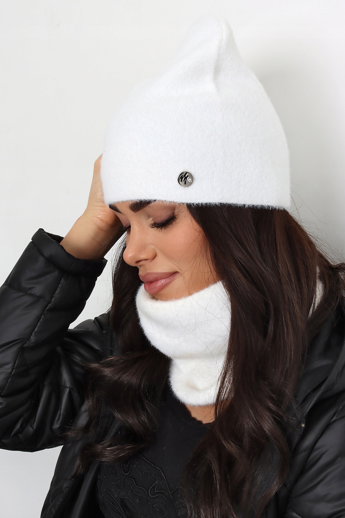 KOMPLET DAMSKI CZAPKA BEANIE KOMIN GOLF DUŻY ZESTAW CIEPŁY SPORT ALPAKA KOL Płeć kobieta