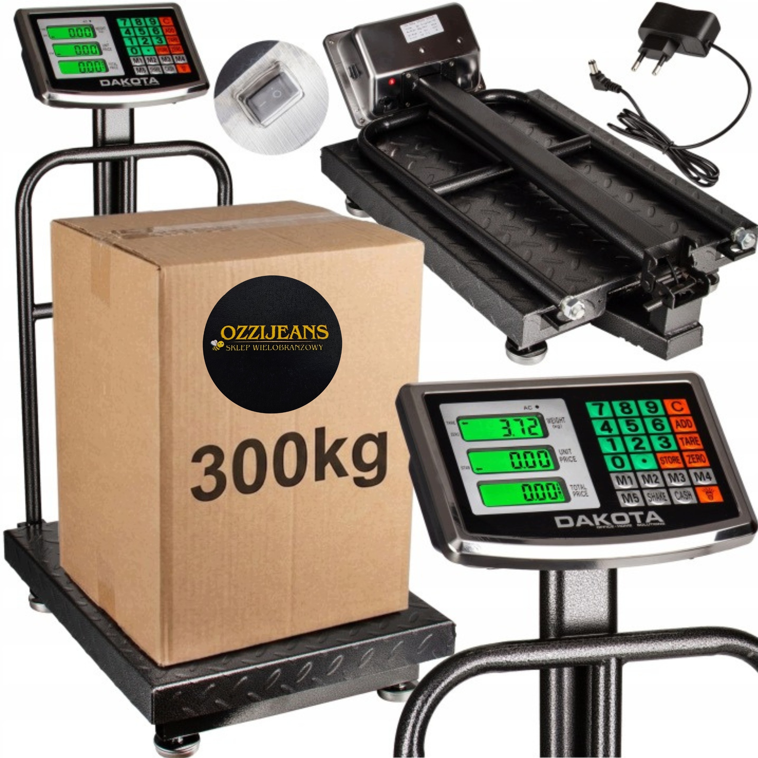 Elektronická Skladovací Váha Platformová Akumulátor LCD 300 Kg