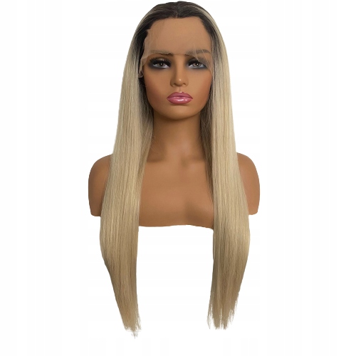 Paruka Lace Front platinová blond tmavý odrost 40/55/80 cm čepička Bonus