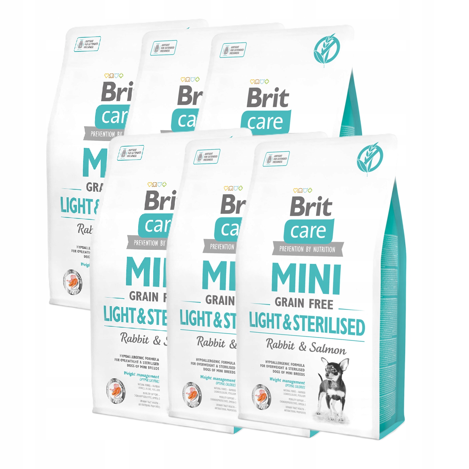 Brit Care Mini Grain Free Light & Sterilised Králík a losos Karton 6x2kg
