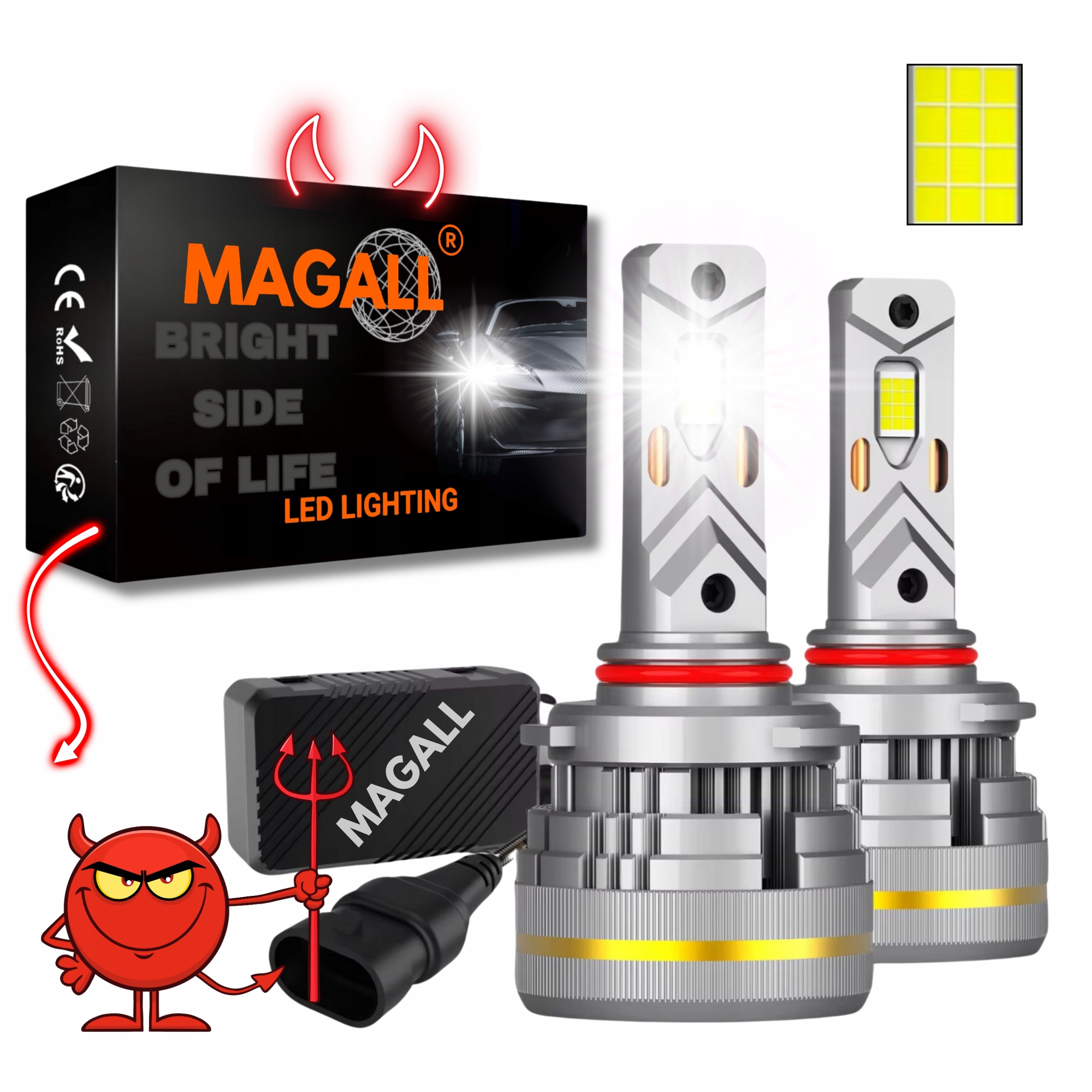 Žiarovky HB3 Led Canbus Magall Lucifer Veľmi Silné Svetlo 48000LM 200W