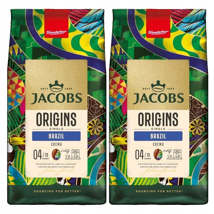 Levně Sada 2 x Káva zrnková Jacobs Origins Single Brazil 1 kg