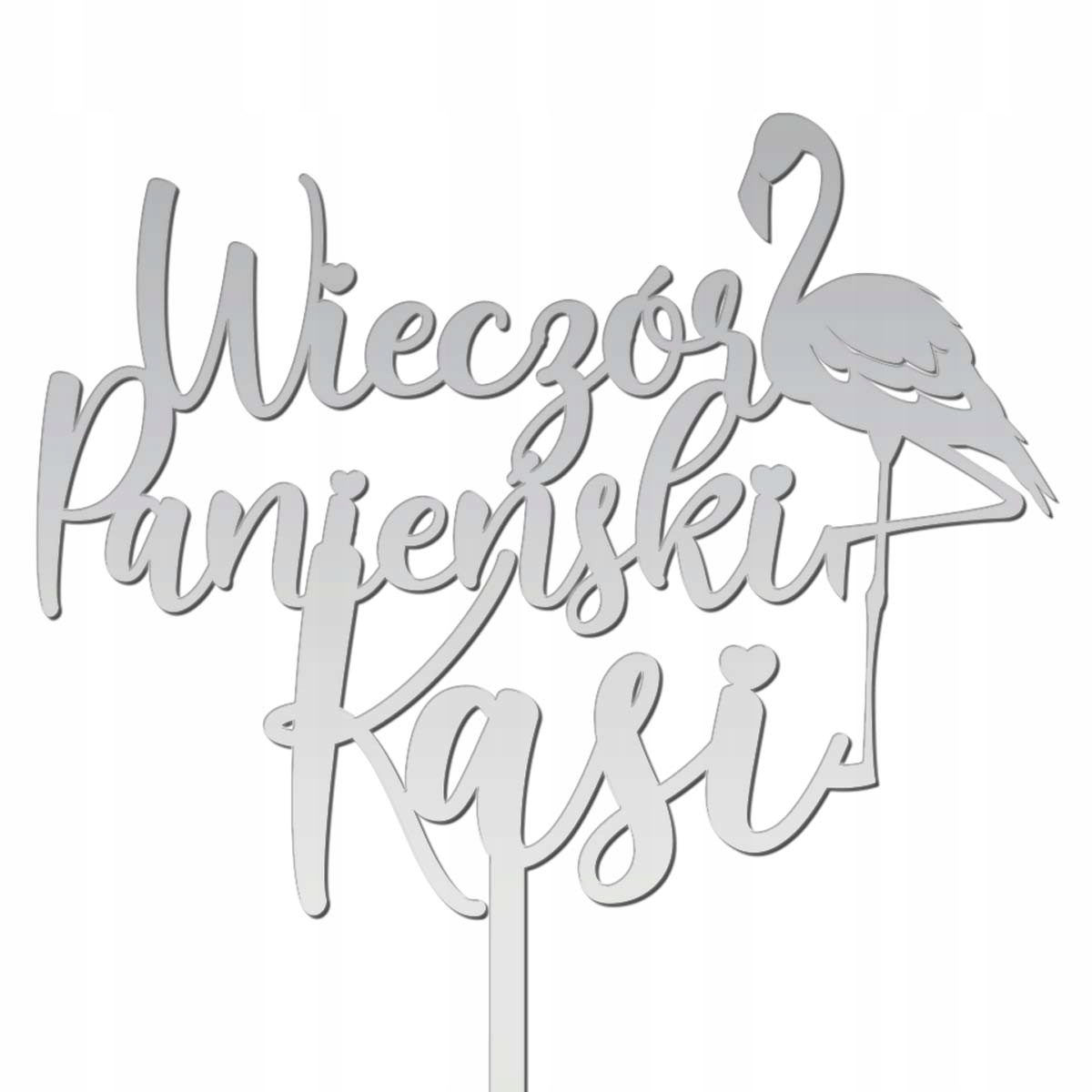 

Topper Wieczór Panieński Imię Flaming Napis Srebro