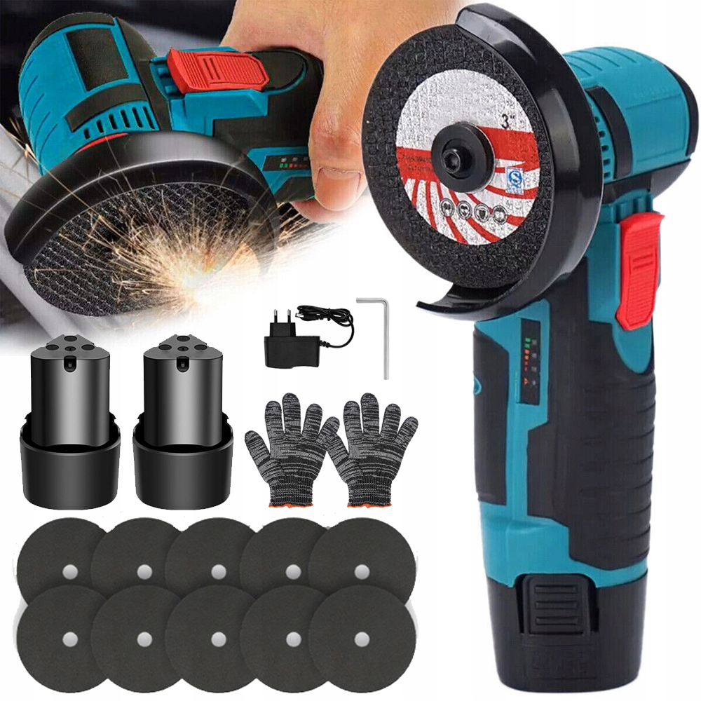 Mini Akumulátorová Bruska Bruska 75MM 10 Kotouče Přenosná 12V 19500 ot/min