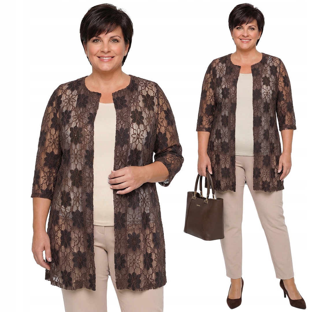 Hnědý kardigan plus size velikost 62