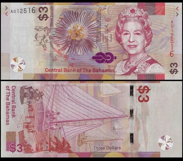 Bahamy 3 Dolar 2019 P-78 UNC