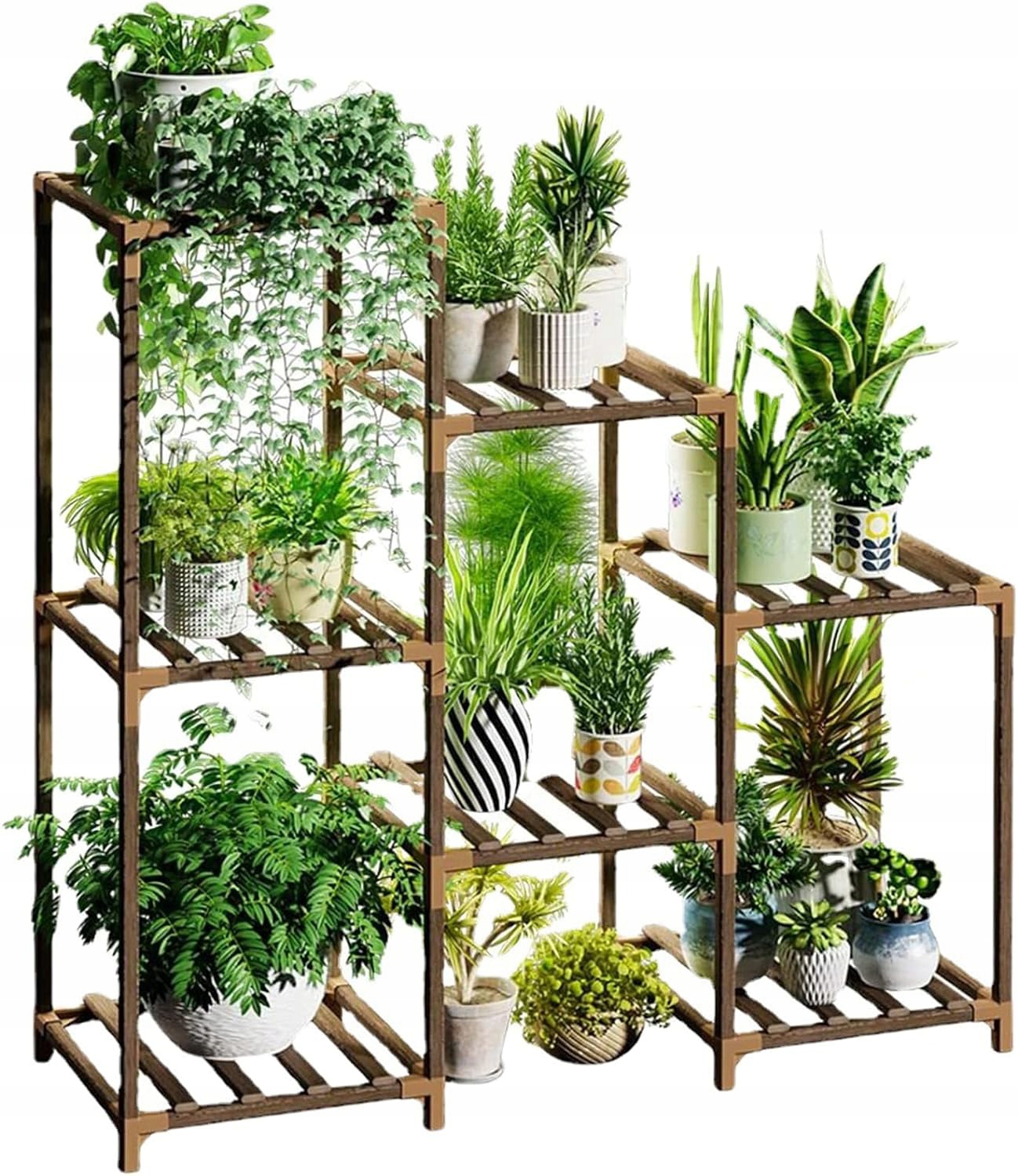 Držák Na Květináč Dřevěný Stojan Na Květiny Květináče Rostliny Regál 7 Polic
