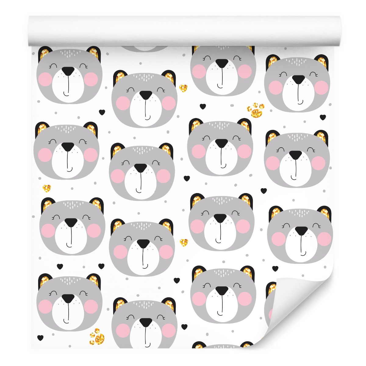 Tapeta do dětského pokoje medvídci srdíčka, vzory