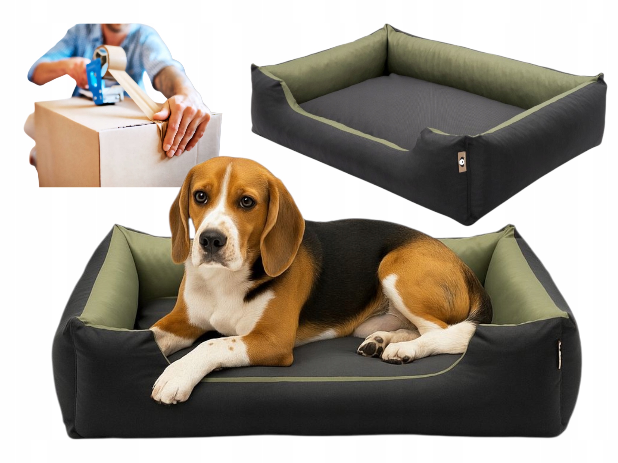 Levně Pelíšek pro psa 90x70 XL matrace pohovka polštář potah pohovka Khaki