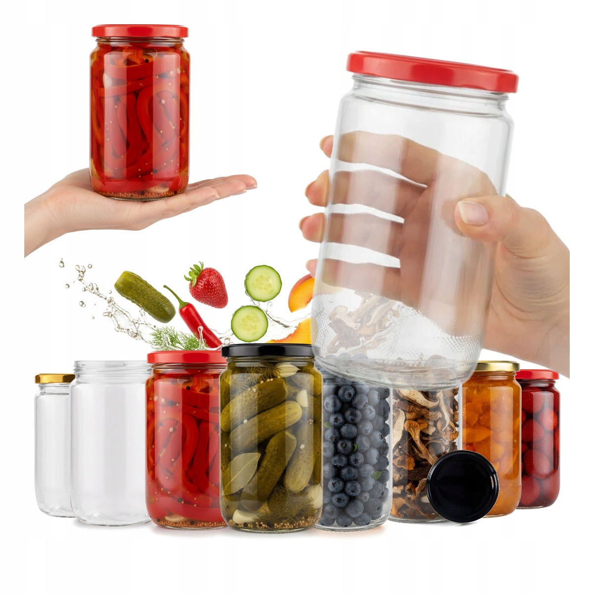 48 x Sklenice 720 ml Franko fi82 s víčkem na kysané okurky Med Džem 48ks