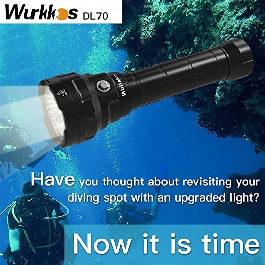 WURKKOS DL70 Latarka Nurkowa 13000 Lumen 4XHP502 LED Akumulator 5000mAh — miniatura 5